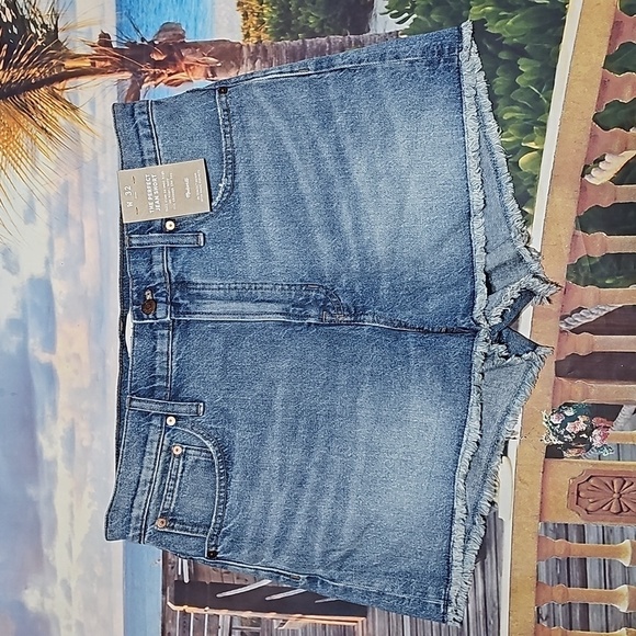 Madewell High Waisted Raw Hem Denim Shorts‎ Size 32 NWT - Picture 2 of 5